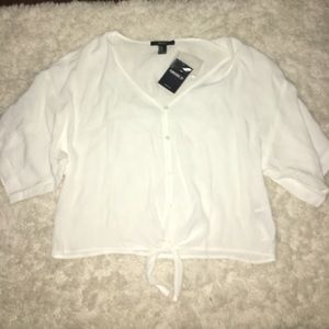 F21 Dolman Sleeve Cropped Tie Top